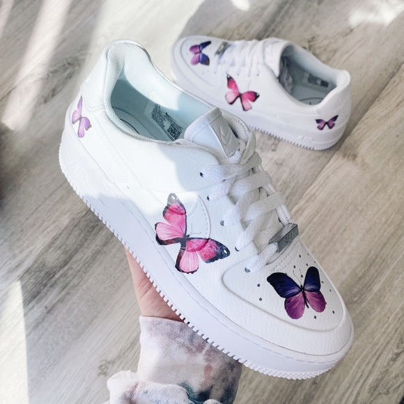Nike Shoes - Nike Air Force low sage custom butterfly 🦋